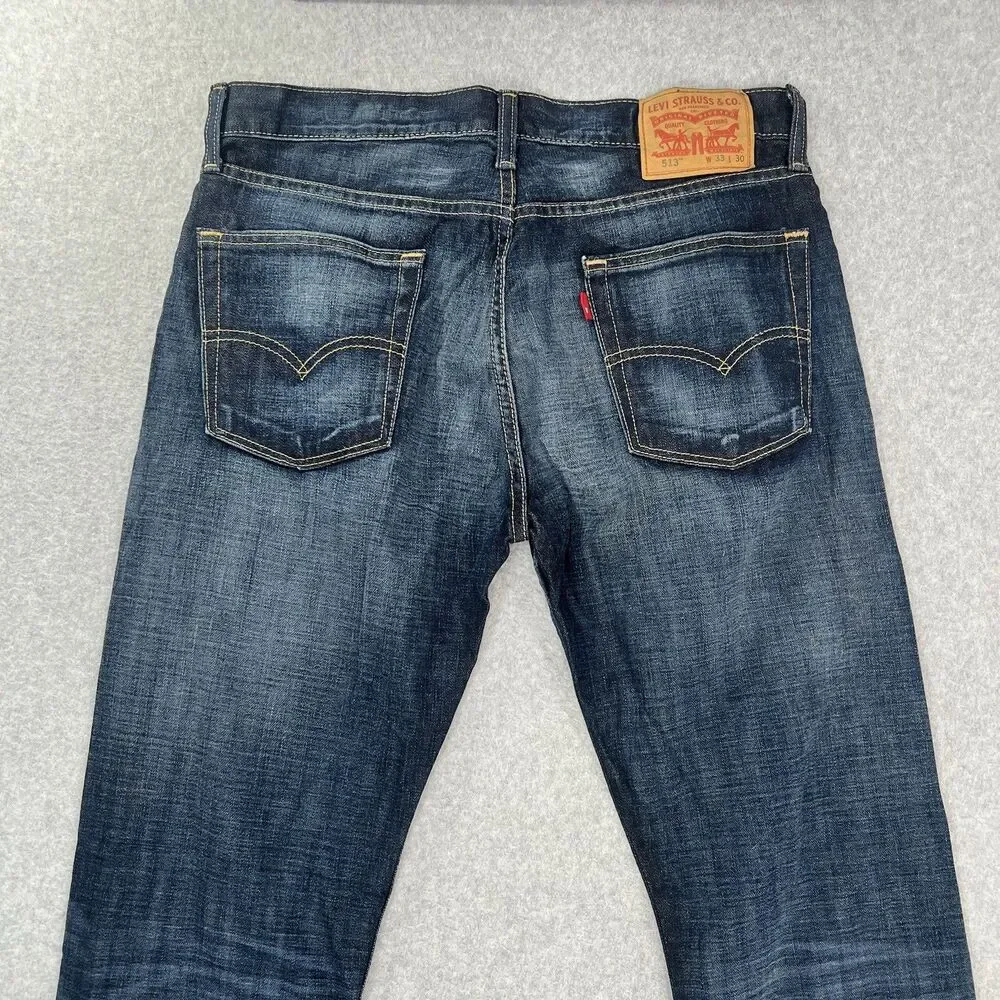 Levi’s 513 Blue Denim Cotton Blend Jeans  Tag Says 33x30 actual 33x29 Men